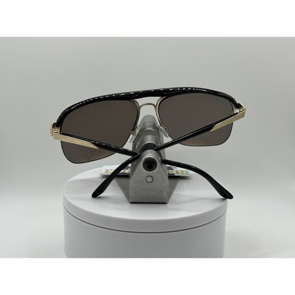 Vintage NOS Oversize Eyeglasses Double Bar Style Glasses Grey Lens Black & Gold - Picture 6 of 6